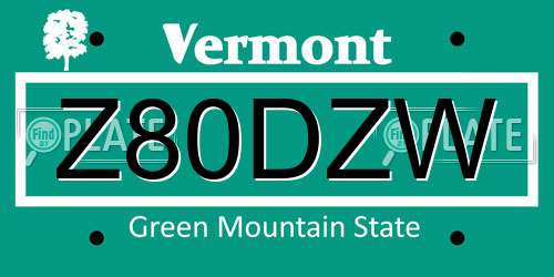 Z80DZW Vermont License Plate
