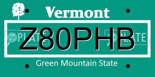 Z80PHB Vermont License Plate