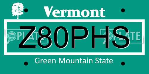 Z80PHS Vermont License Plate