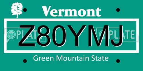 Z80YMJ Vermont License Plate