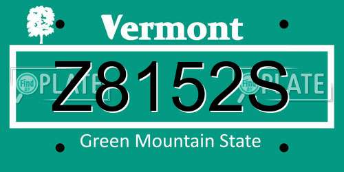 Z8152S Vermont License Plate