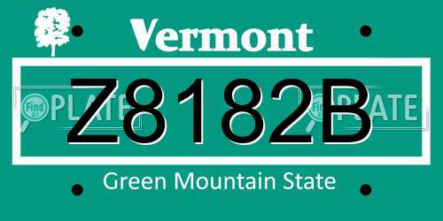 Z8182B Vermont License Plate