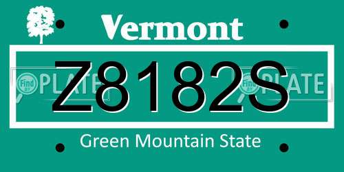 Z8182S Vermont License Plate