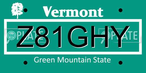 Z81GHY Vermont License Plate
