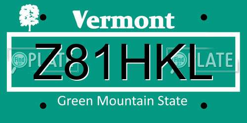 Z81HKL Vermont License Plate
