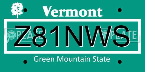 Z81NWS Vermont License Plate