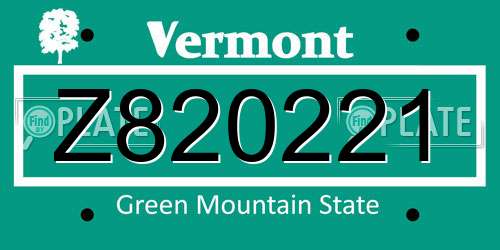 Z820221 Vermont License Plate