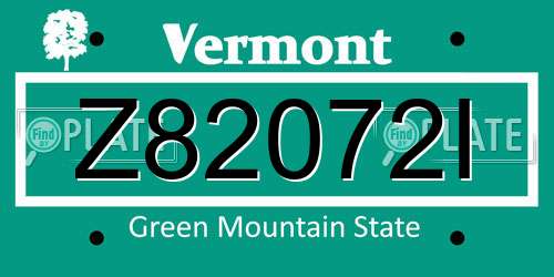 Z82072I Vermont License Plate