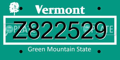Z822529 Vermont License Plate