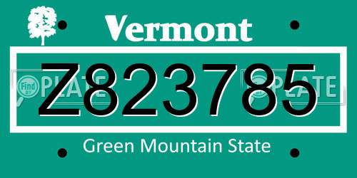 Z823785 Vermont License Plate