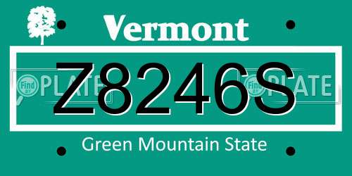 Z8246S Vermont License Plate