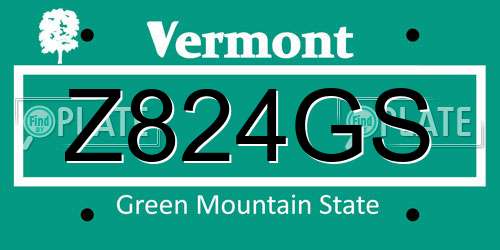 Z824GS Vermont License Plate