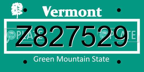 Z827529 Vermont License Plate