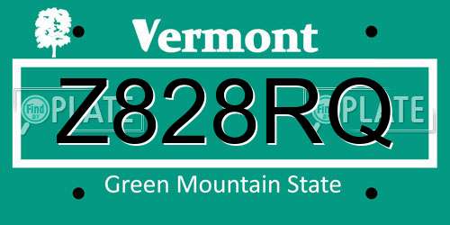 Z828RQ Vermont License Plate