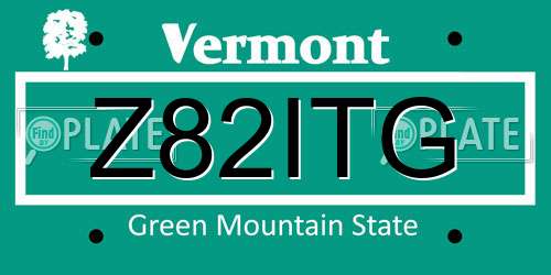 Z82ITG Vermont License Plate