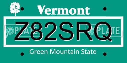 Z82SRQ Vermont License Plate