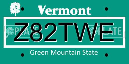 Z82TWE Vermont License Plate