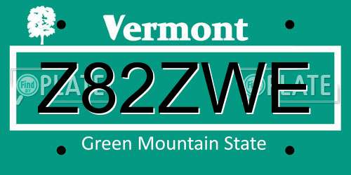 Z82ZWE Vermont License Plate
