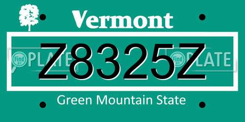 Z8325Z Vermont License Plate