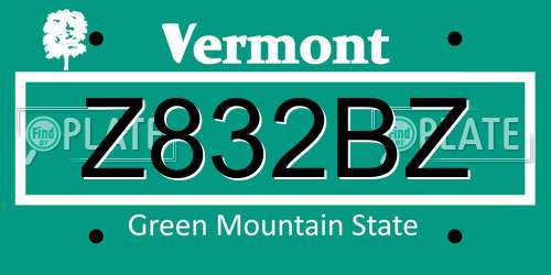 Z832BZ Vermont License Plate