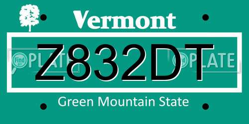 Z832DT Vermont License Plate