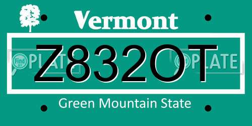 Z832OT Vermont License Plate