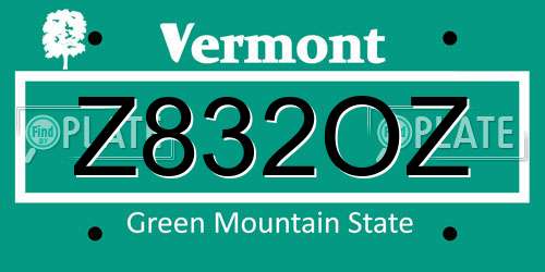 Z832OZ Vermont License Plate