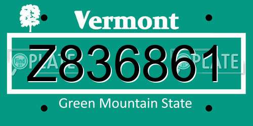 Z836861 Vermont License Plate