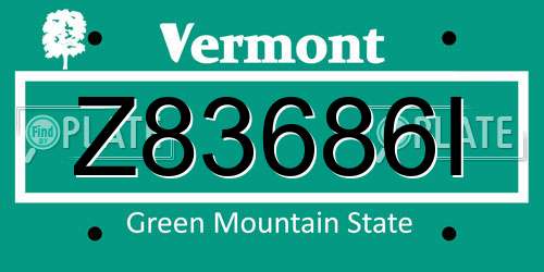 Z83686I Vermont License Plate