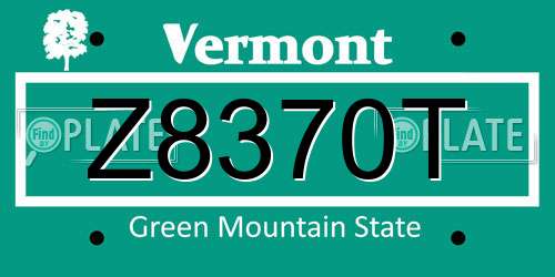 Z8370T Vermont License Plate