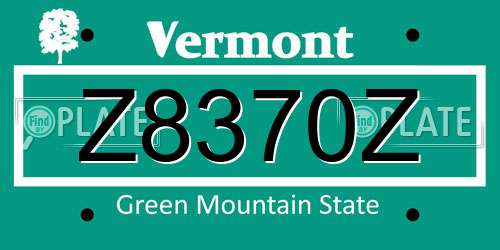 Z8370Z Vermont License Plate