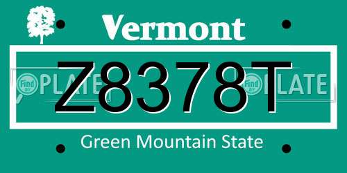 Z8378T Vermont License Plate
