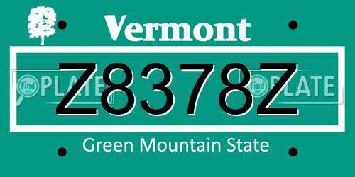 Z8378Z Vermont License Plate