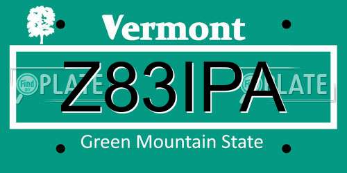 Z83IPA Vermont License Plate