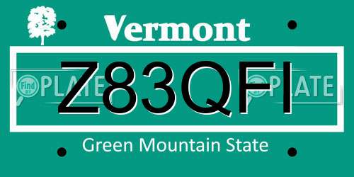 Z83QFI Vermont License Plate
