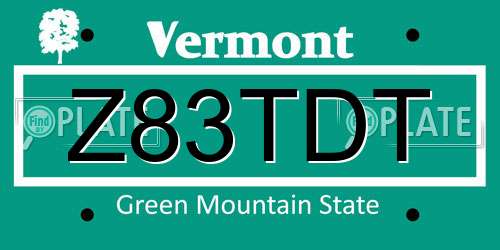 Z83TDT Vermont License Plate