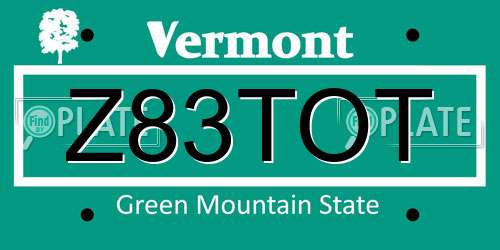 Z83TOT Vermont License Plate
