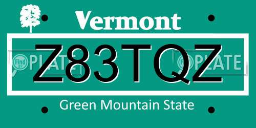 Z83TQZ Vermont License Plate