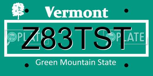 Z83TST Vermont License Plate