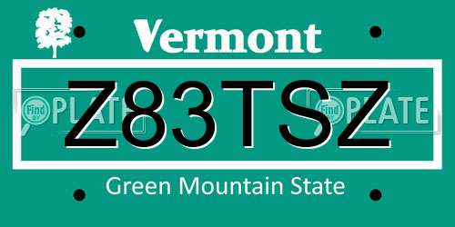 Z83TSZ Vermont License Plate