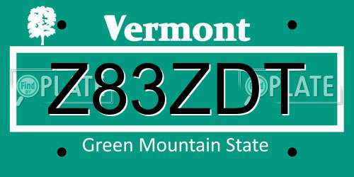 Z83ZDT Vermont License Plate