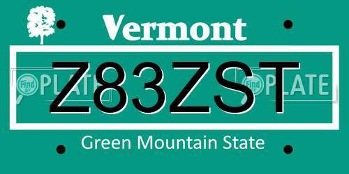 Z83ZST Vermont License Plate