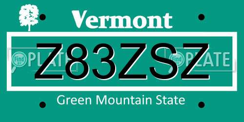 Z83ZSZ Vermont License Plate