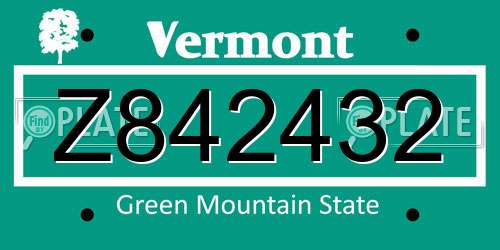 Z842432 Vermont License Plate