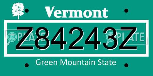 Z84243Z Vermont License Plate