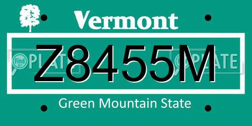 Z8455M Vermont License Plate