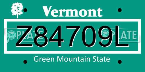 Z84709L Vermont License Plate