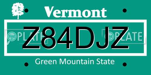 Z84DJZ Vermont License Plate