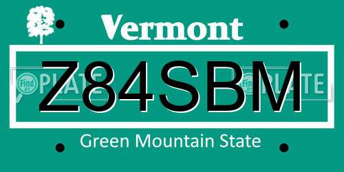Z84SBM Vermont License Plate