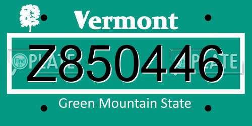 Z850446 Vermont License Plate